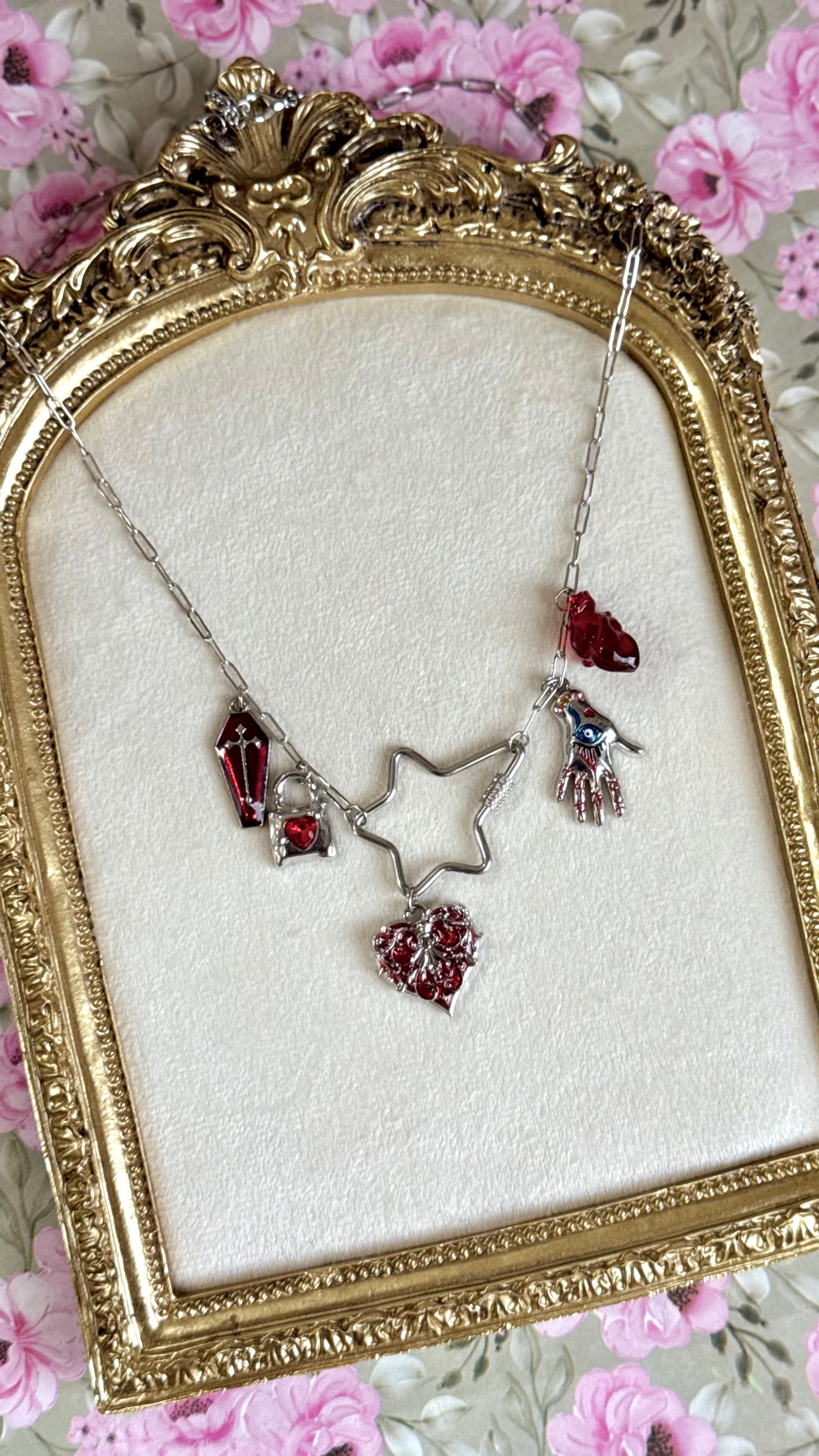 Red charm necklace