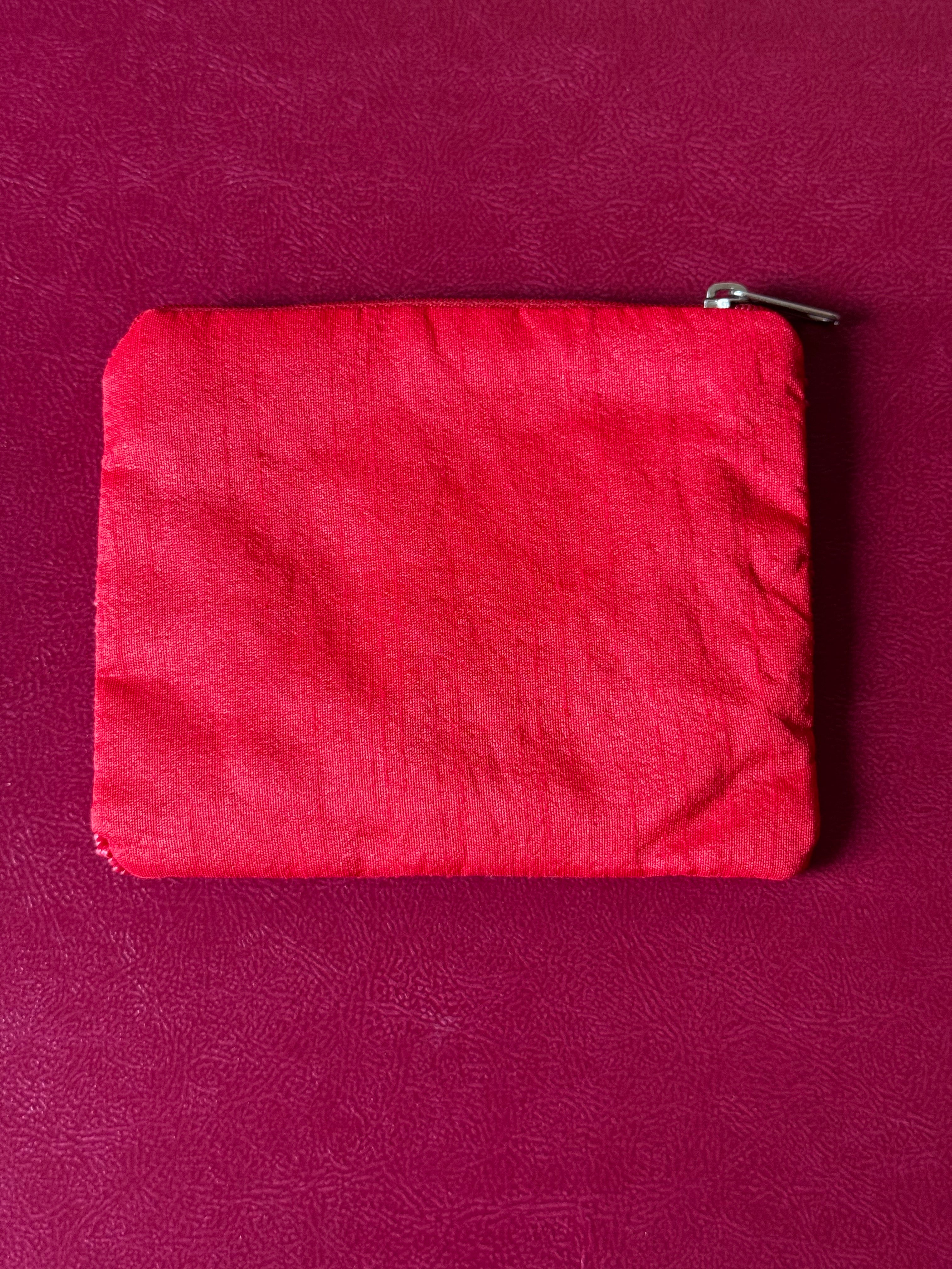 Love beaded pouch in red