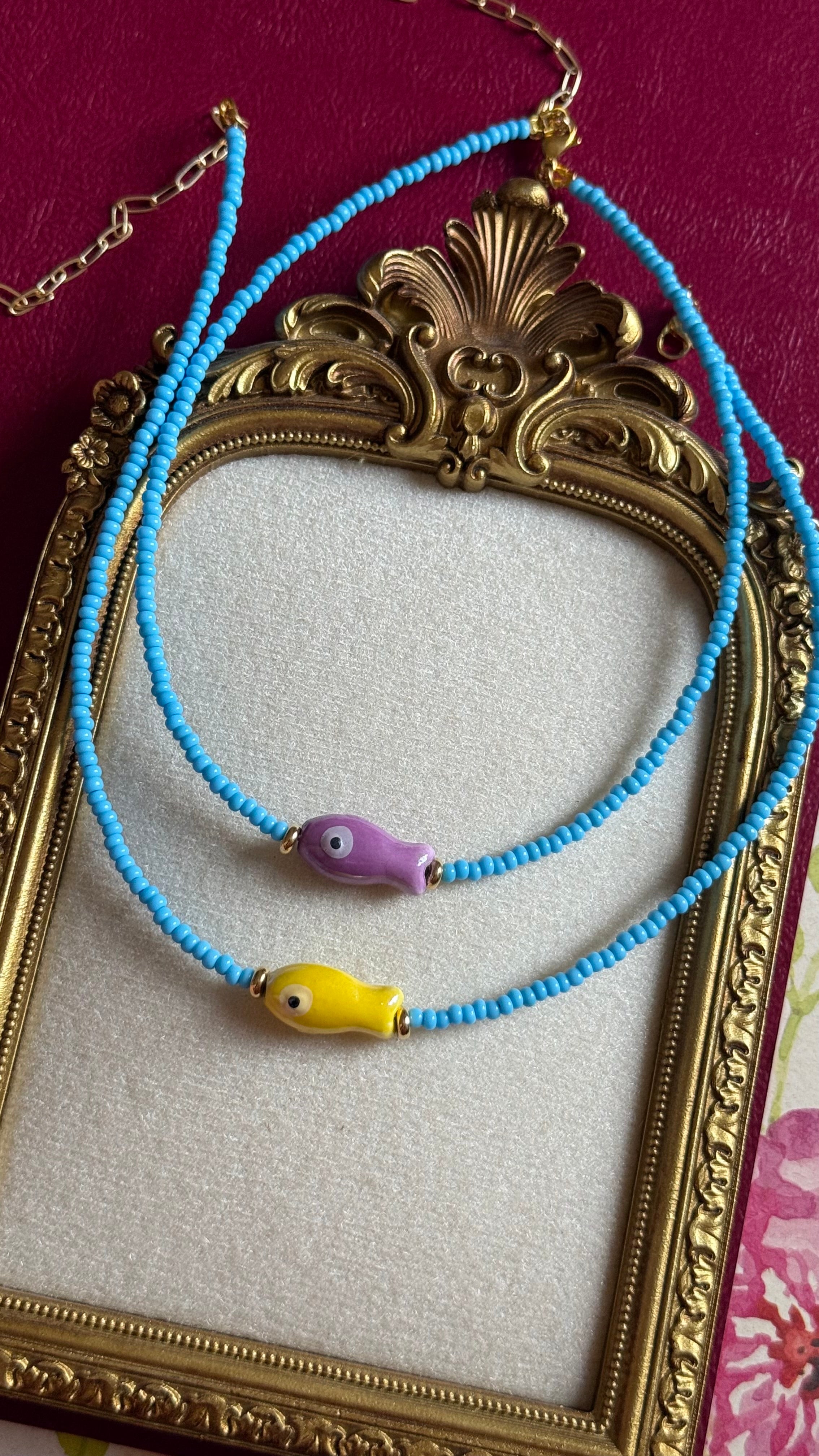 Blue fish necklace