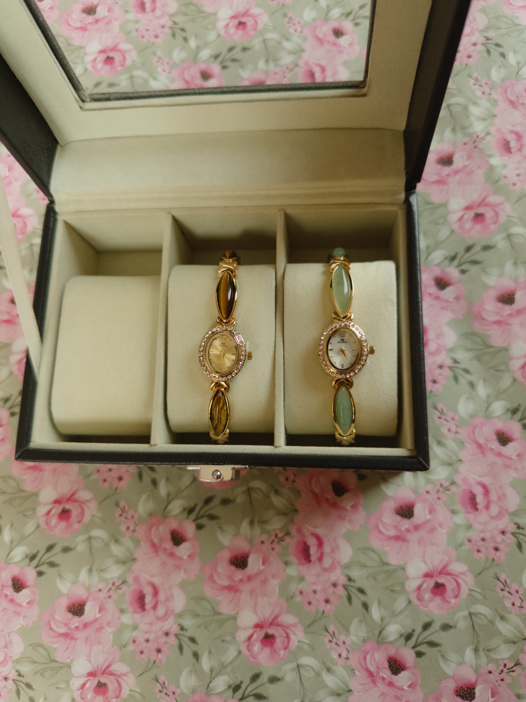 Brown-green stone watch