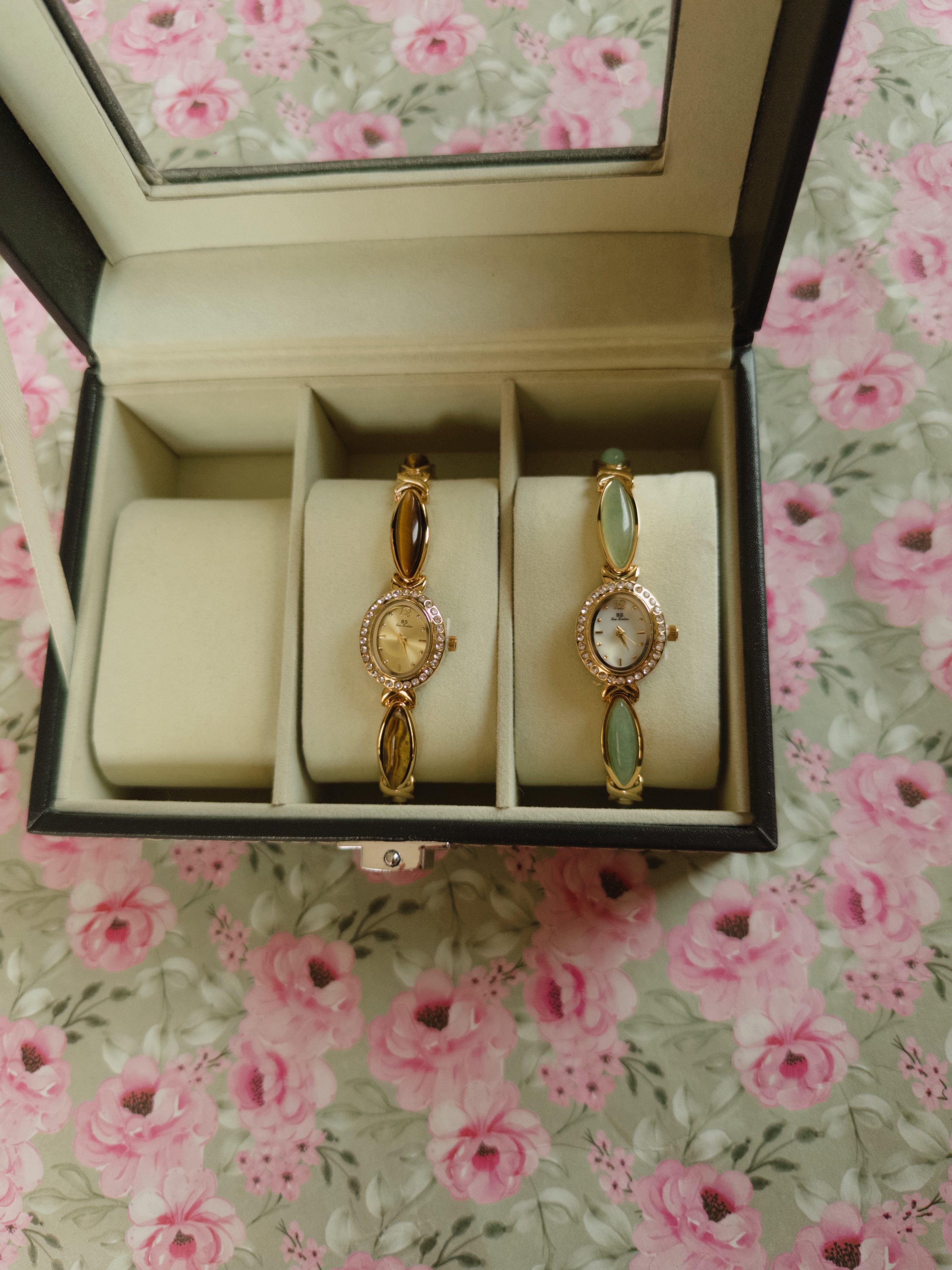 Brown-green stone watch