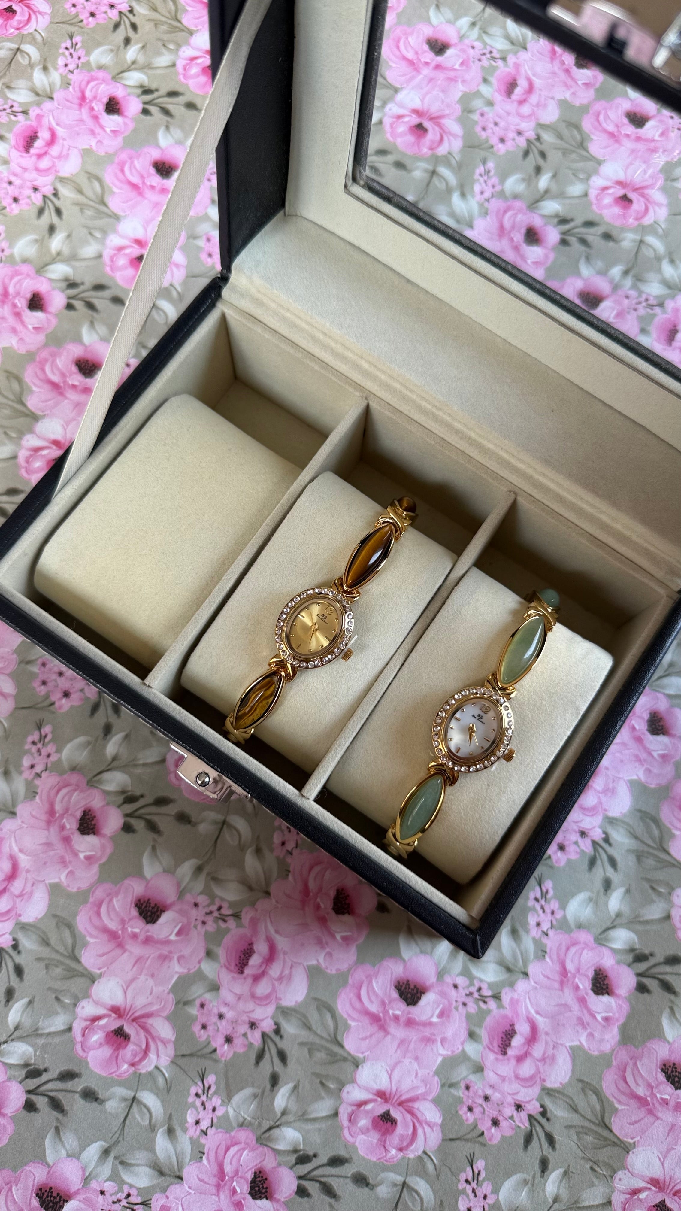 Brown-green stone watch