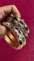 Zigzag enamel bangles