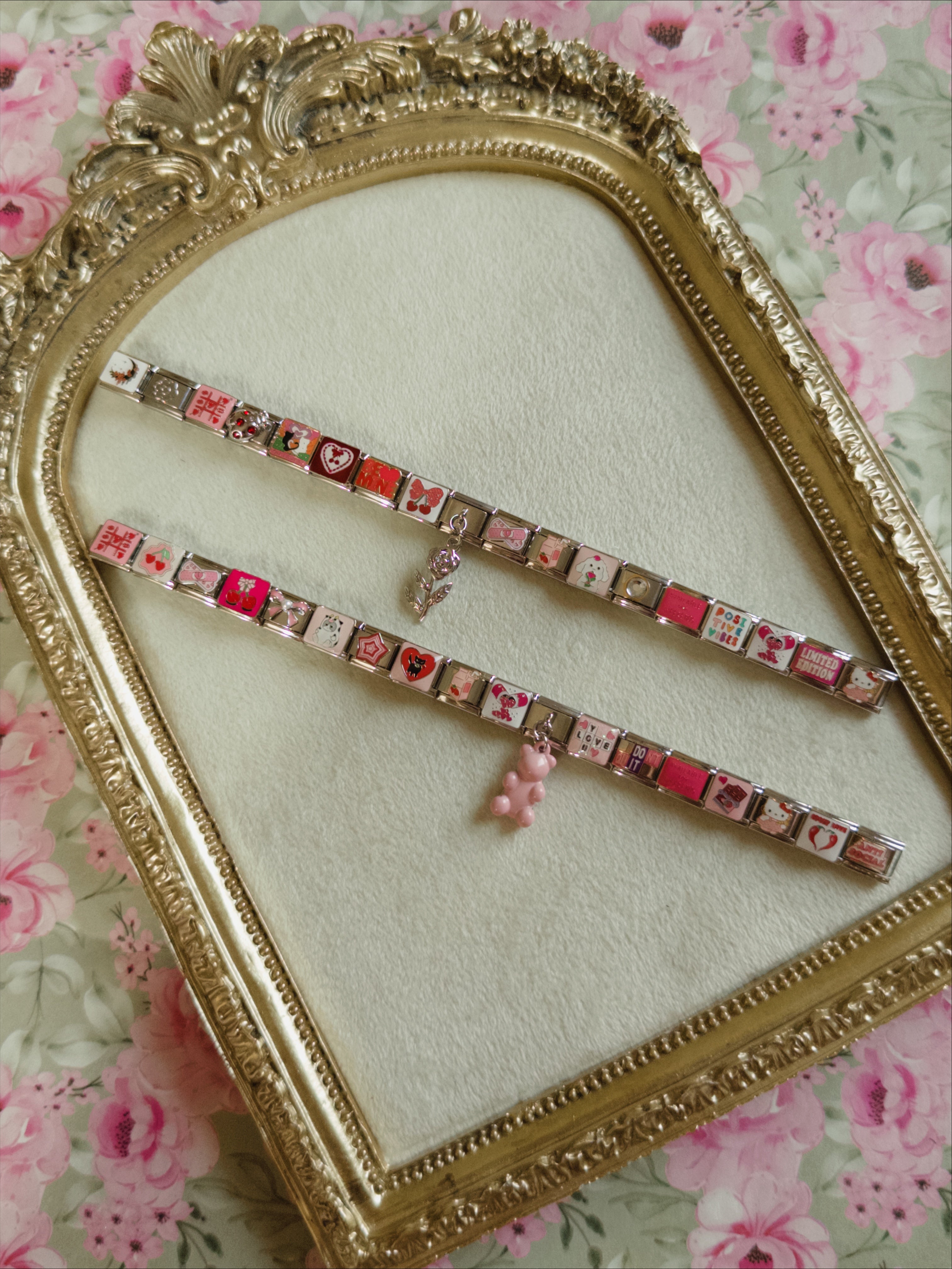 Pink valentines theme Italian bracelet