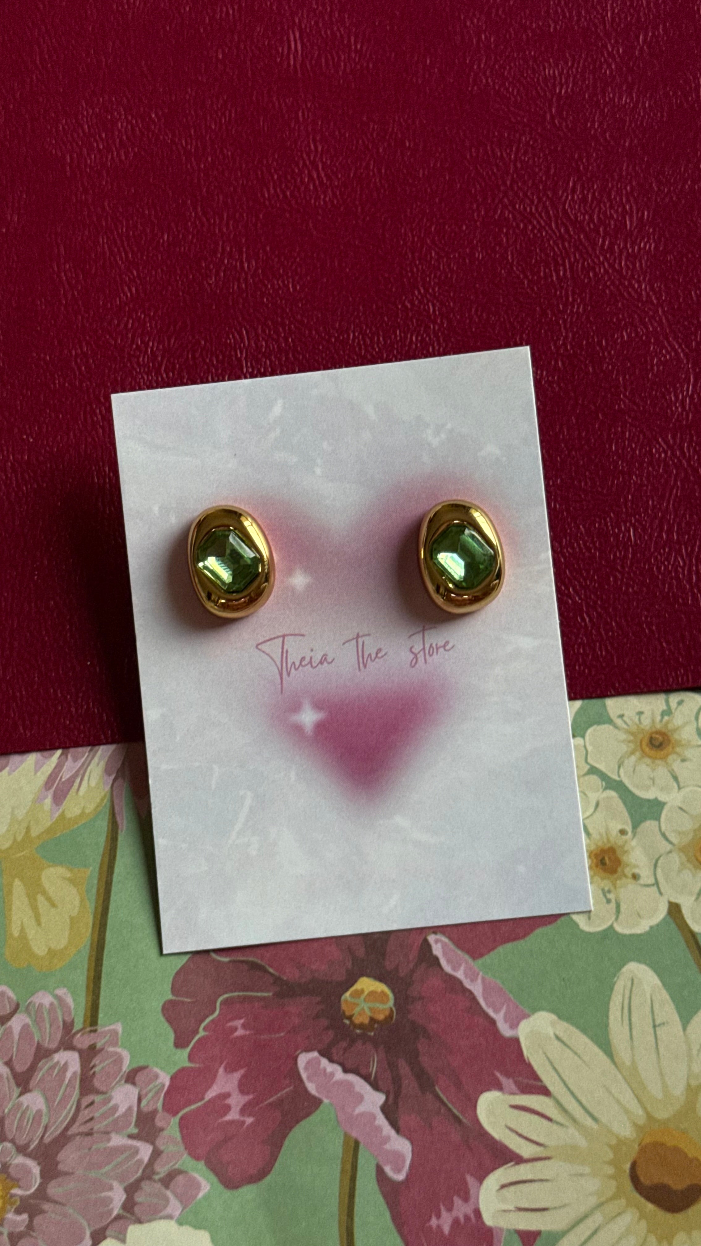 Green stone studds