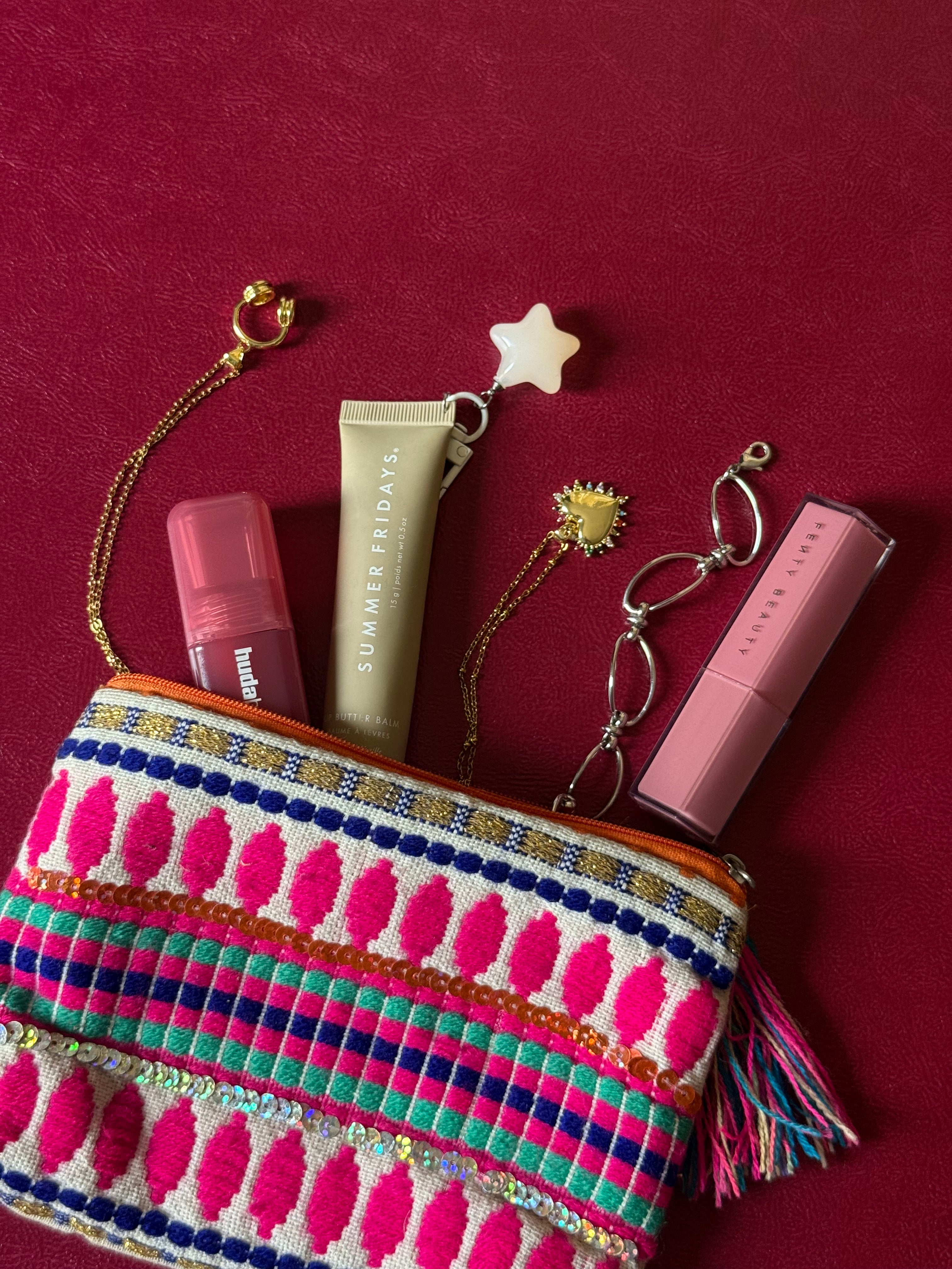 Multicolor boho pouch