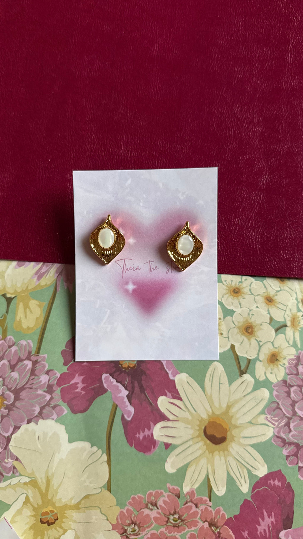 White leaf earring
