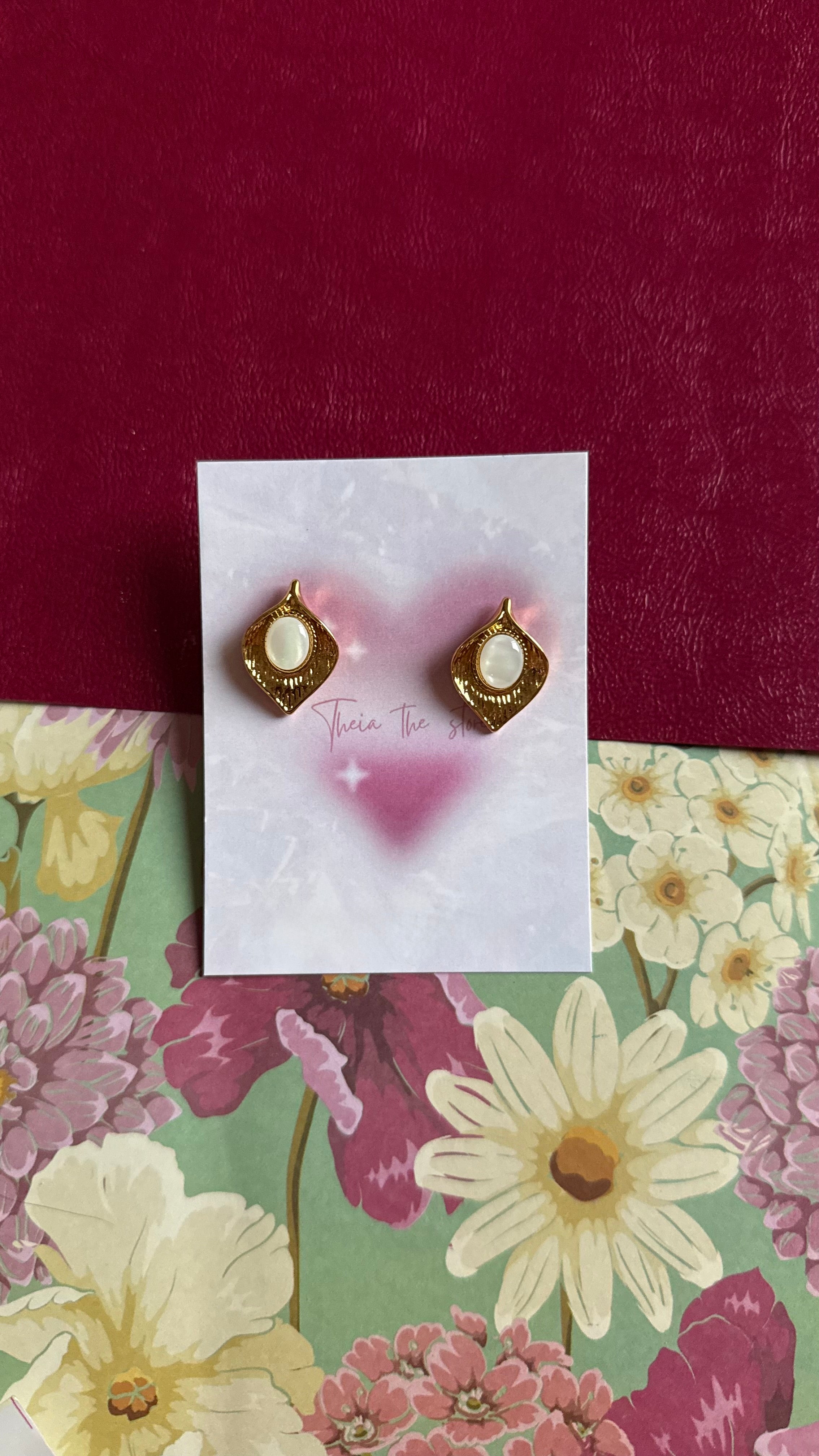 White leaf earring
