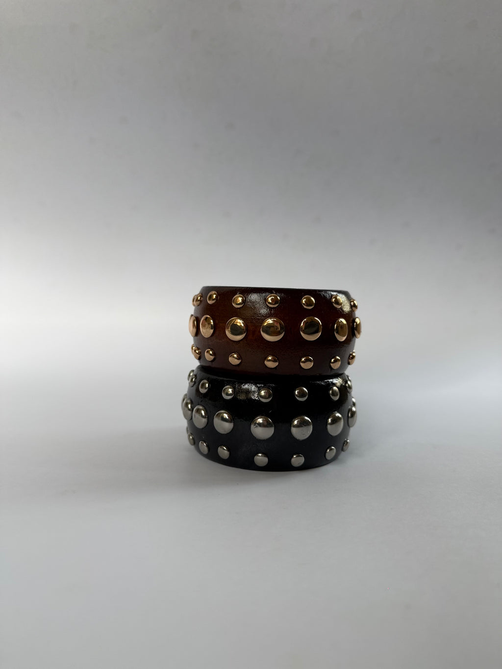 Chunky wooden bangle with studs