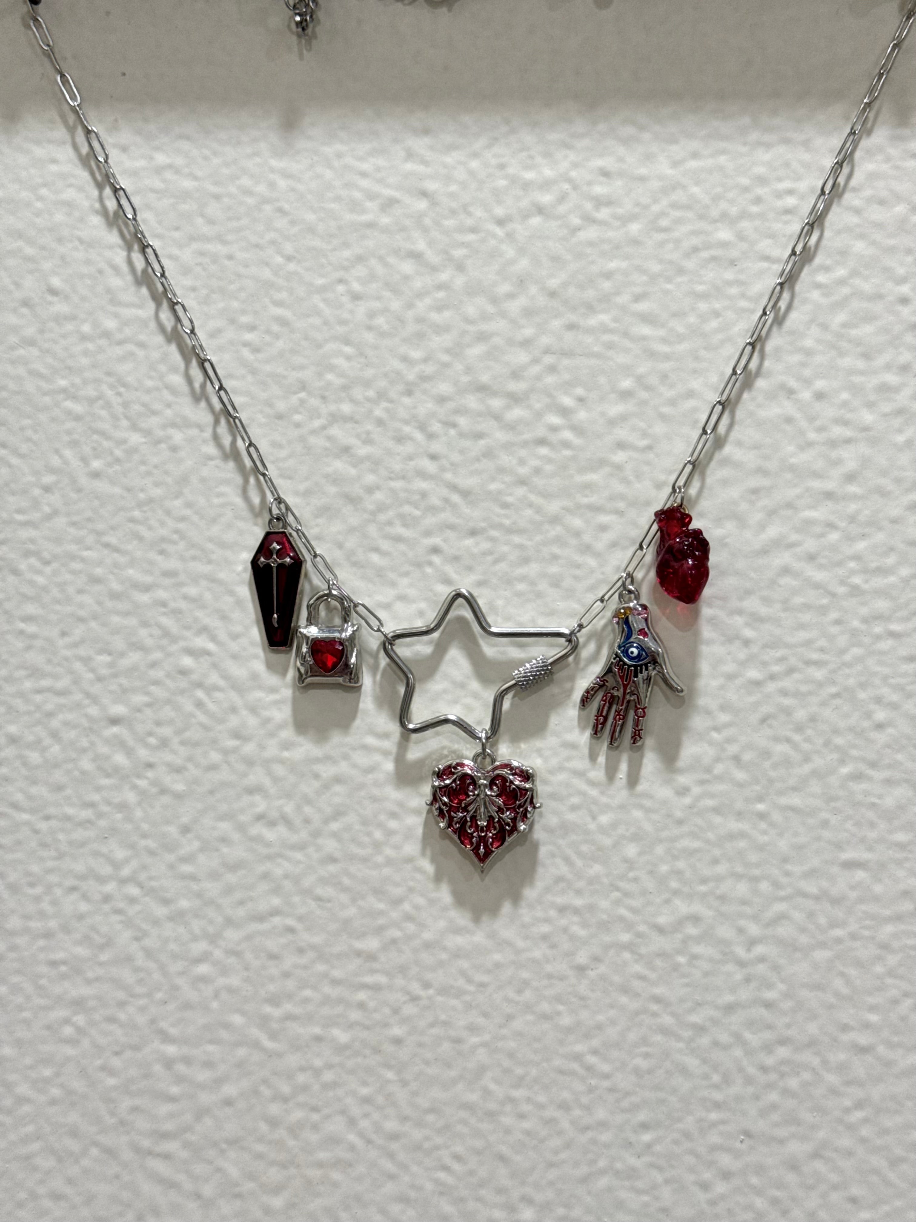 Red charm necklace