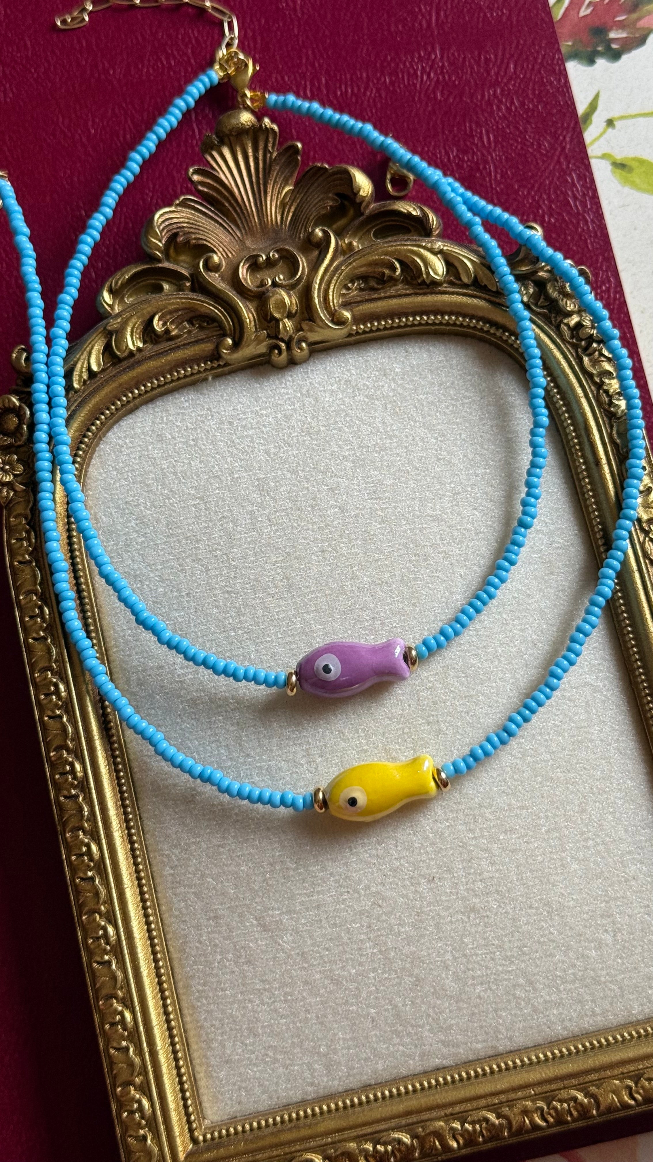 Blue fish necklace
