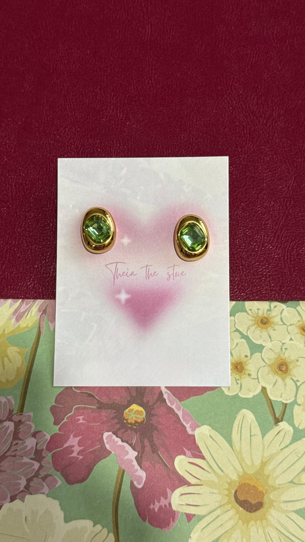Green stone studds