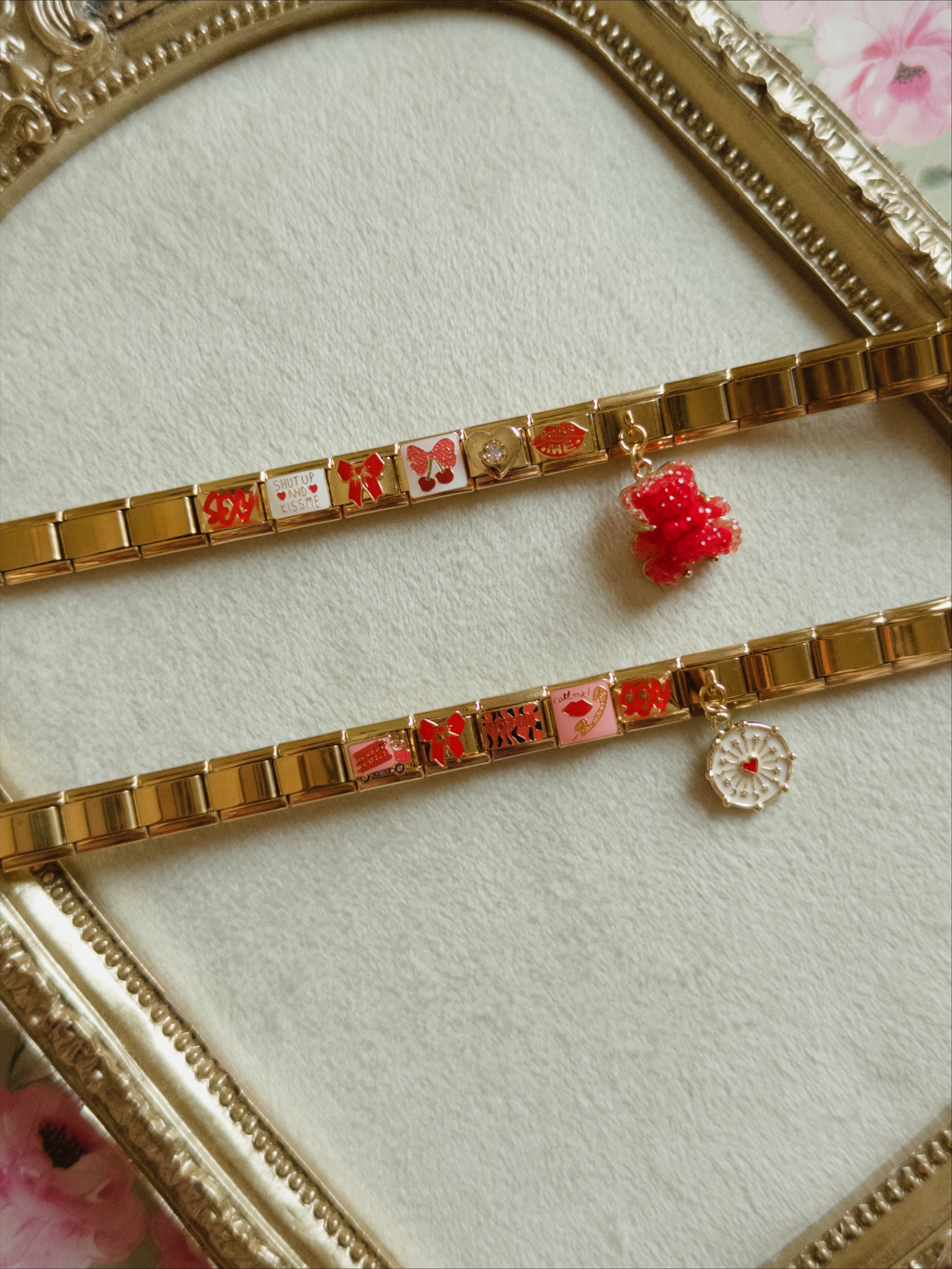 Red theme hanging bracelet