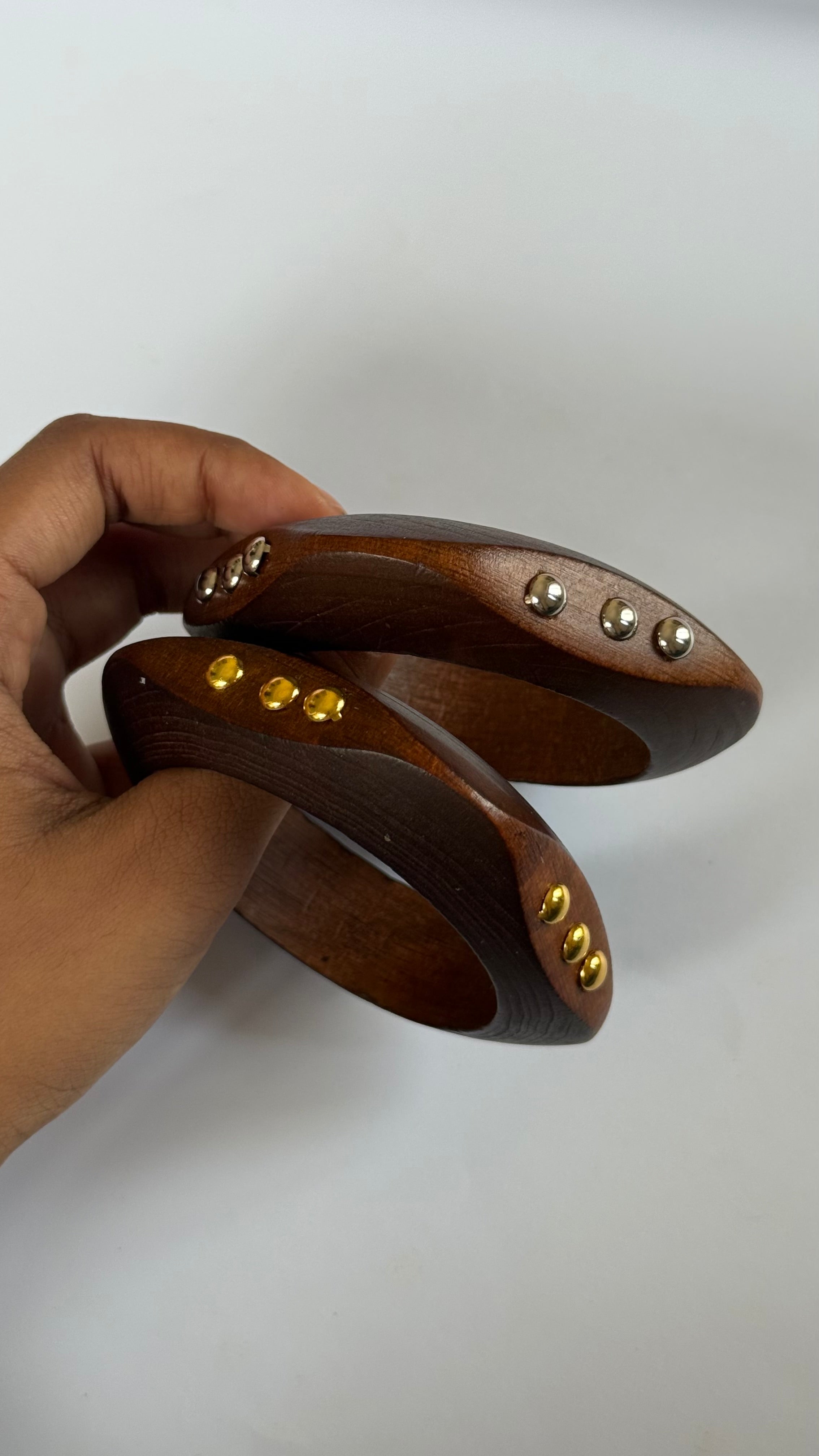 Square with studds wooden Bangle