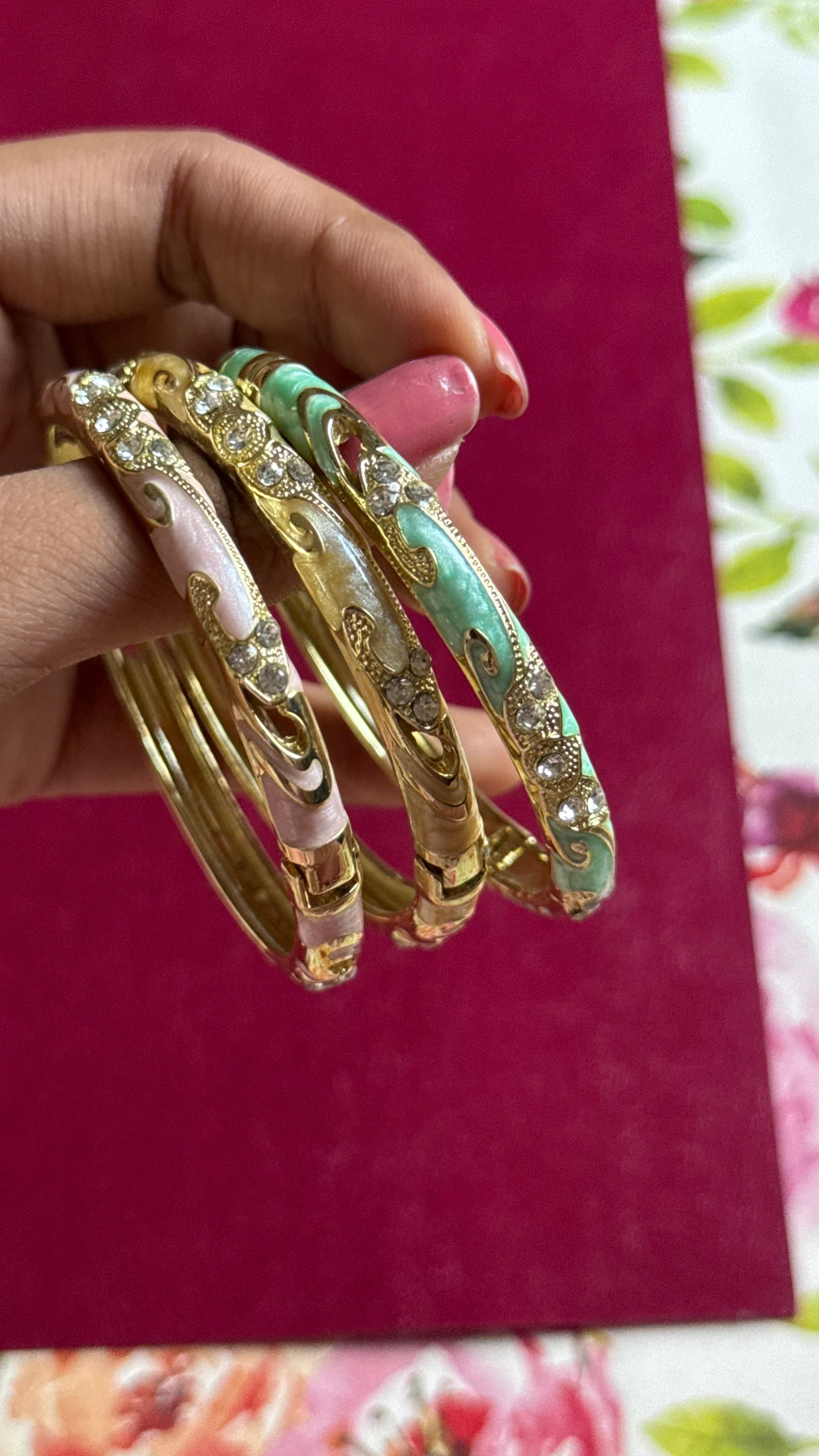 Lotus studded bangles
