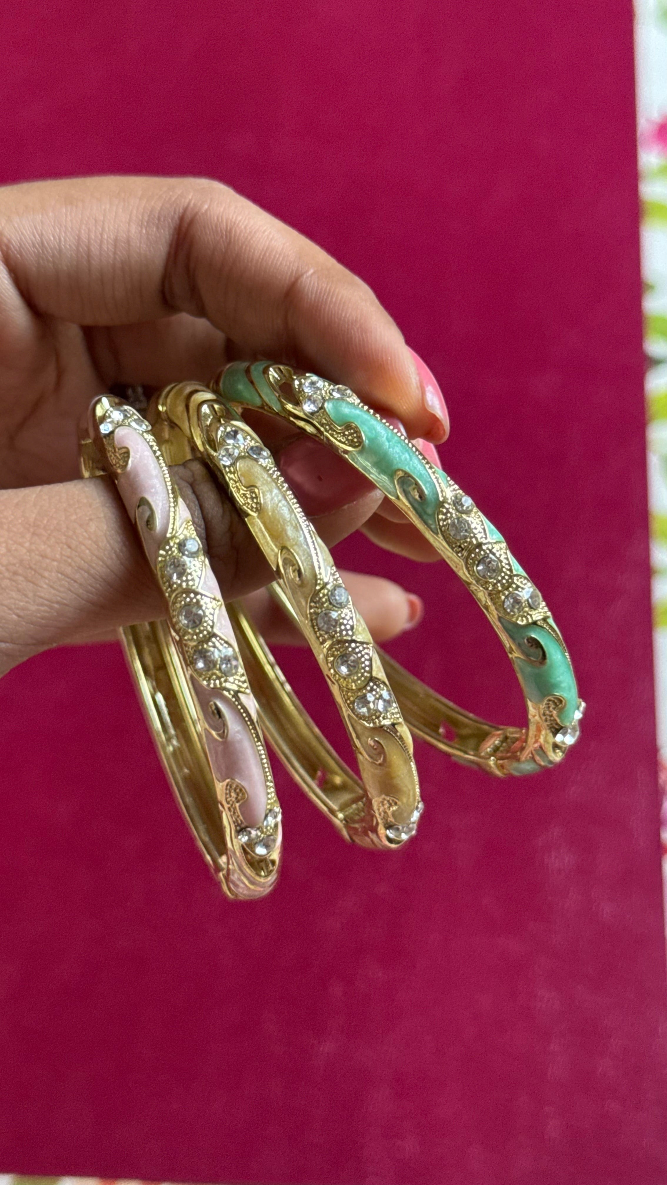 Lotus studded bangles