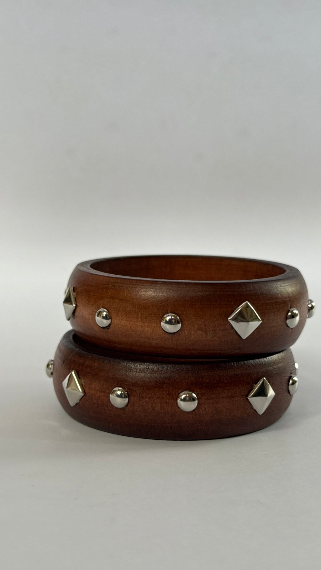 Wooden Bangle with silver studds