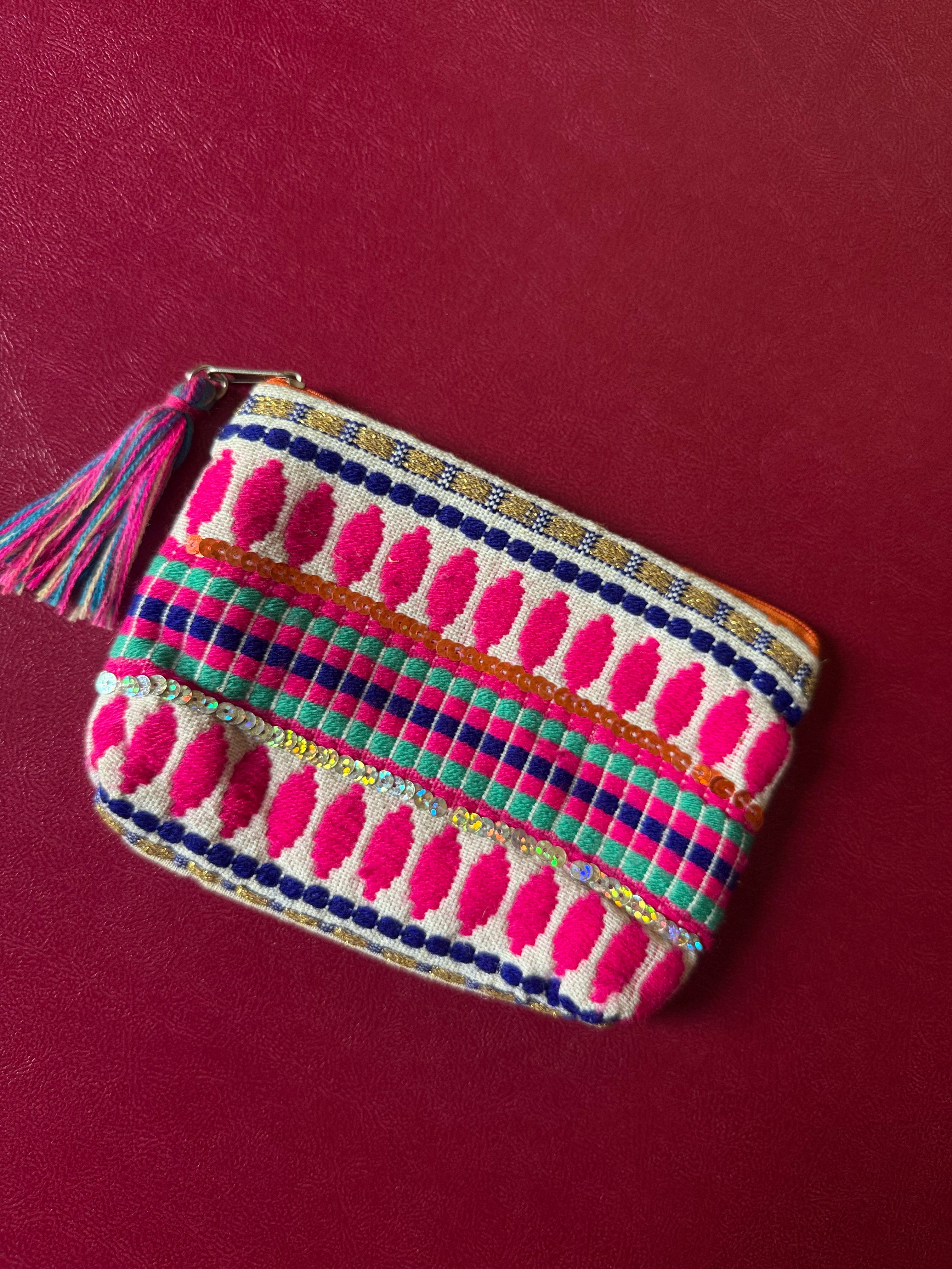 Multicolor boho pouch