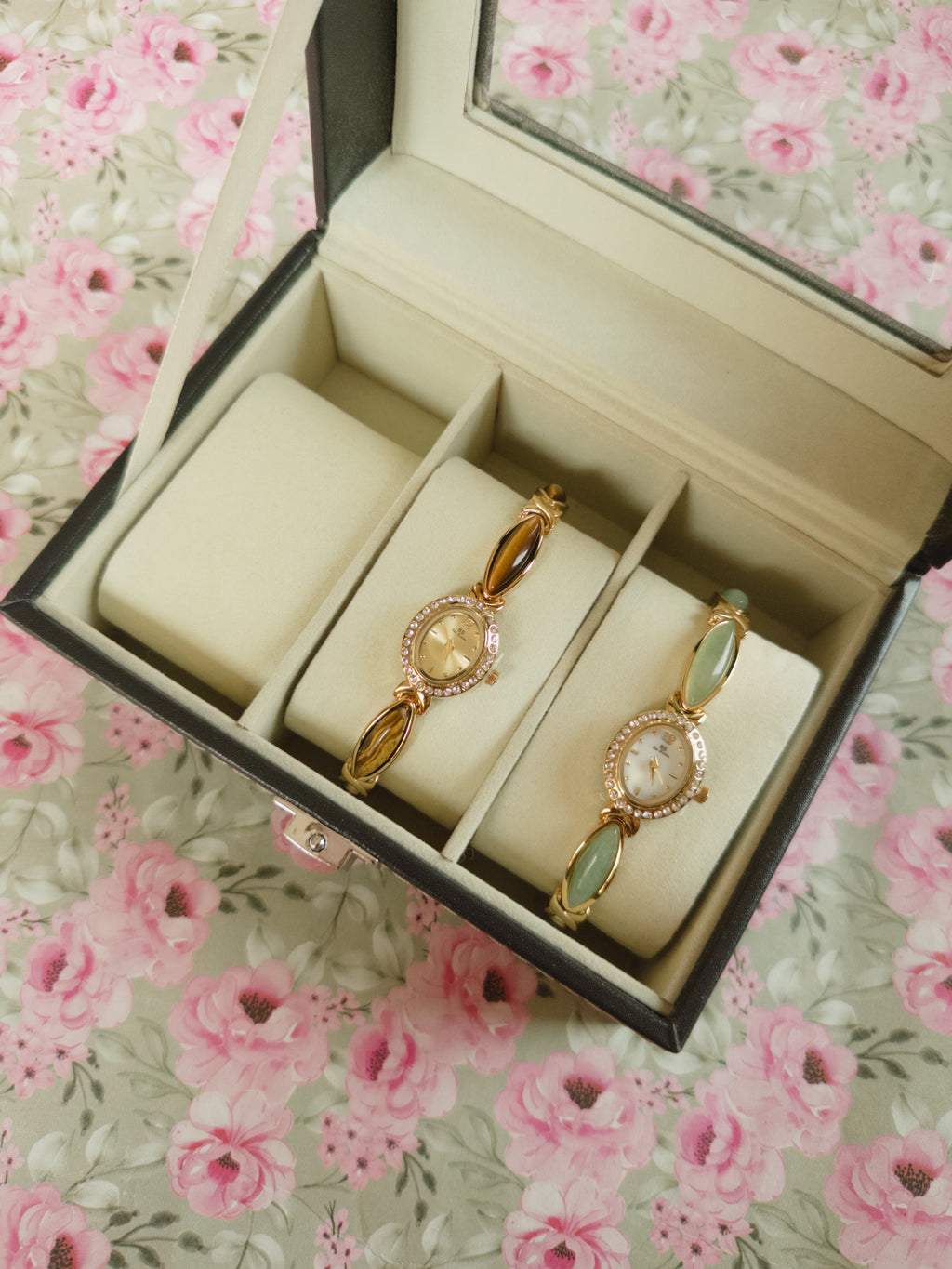 Brown-green stone watch