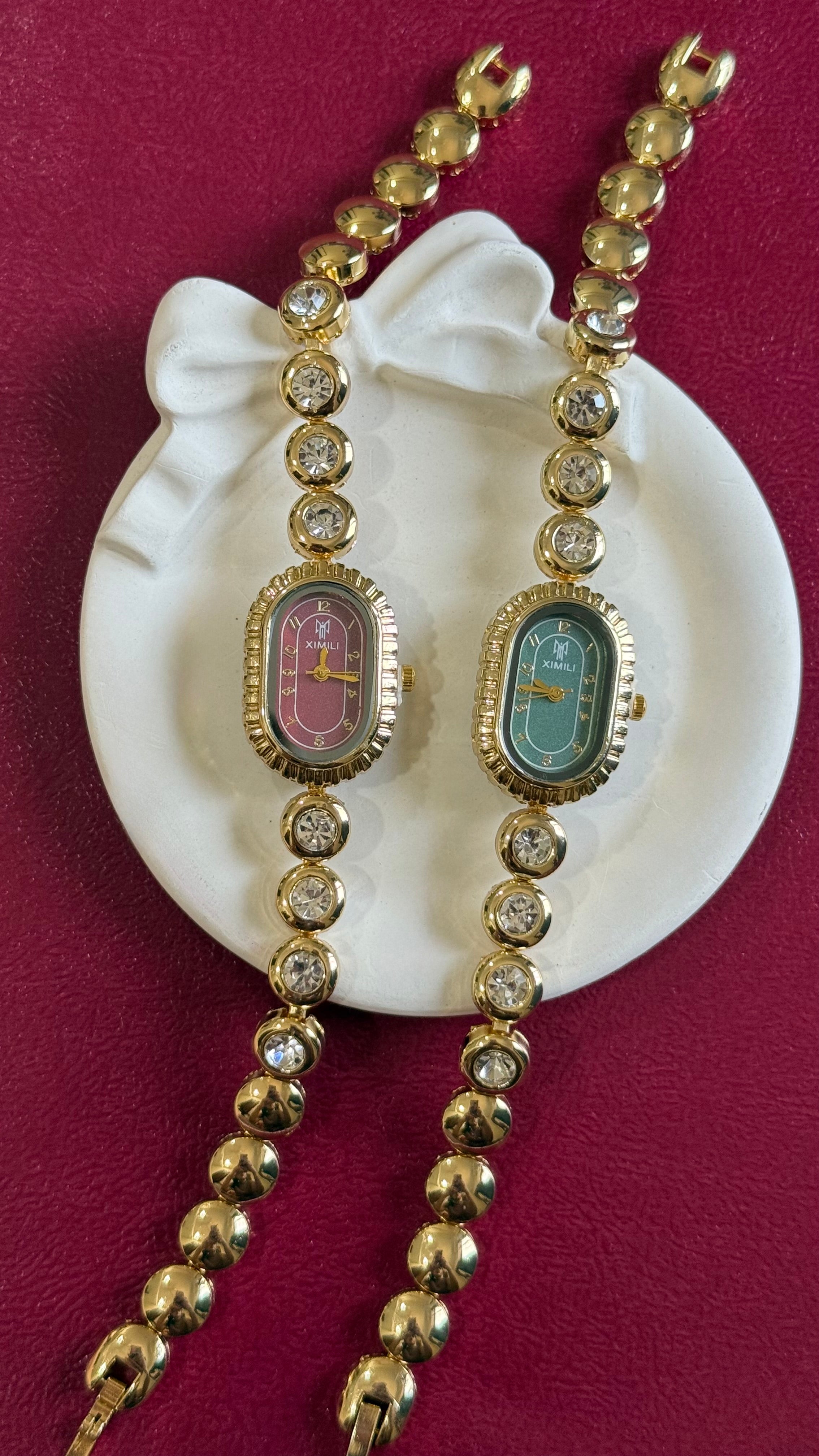 Oval studded watch
