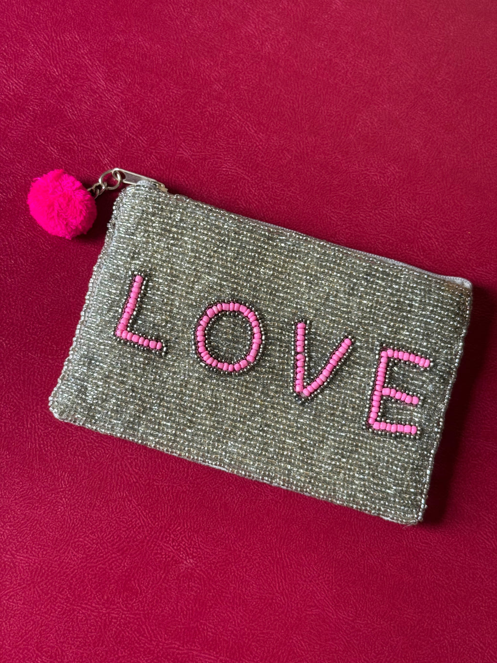 Love beaded pouch