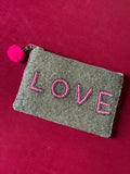 Love beaded pouch
