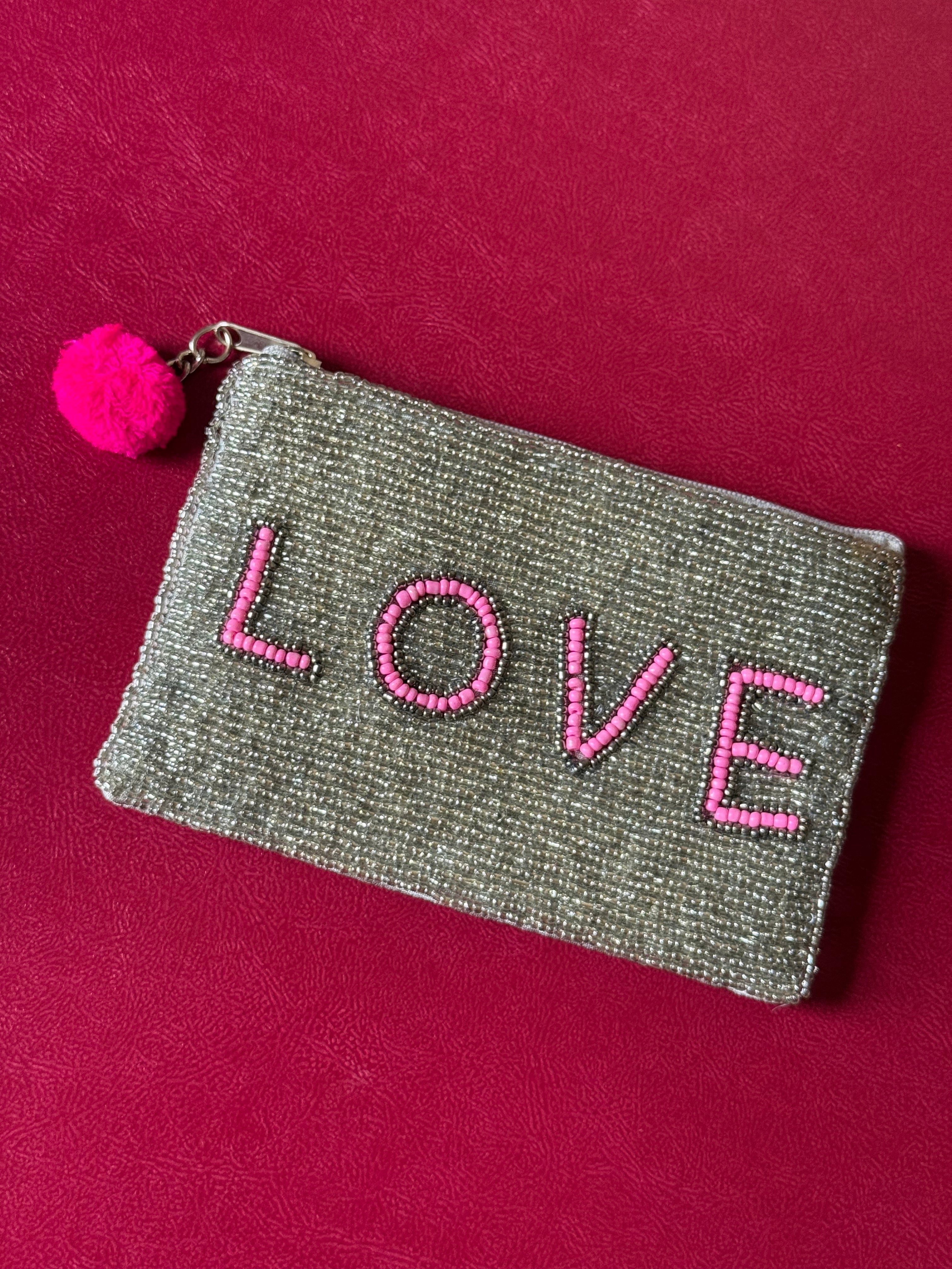 Love beaded pouch