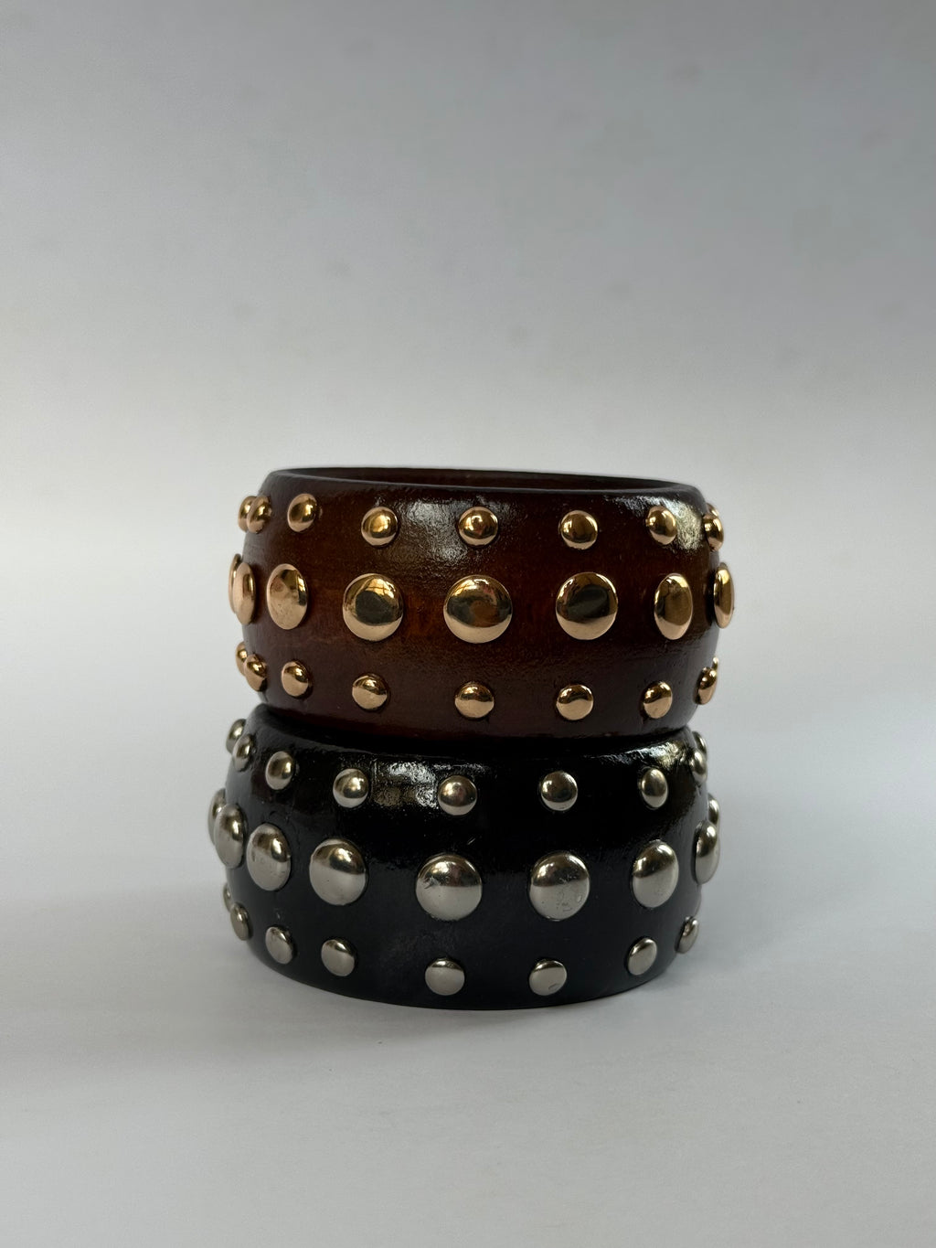 Chunky wooden bangle with studs