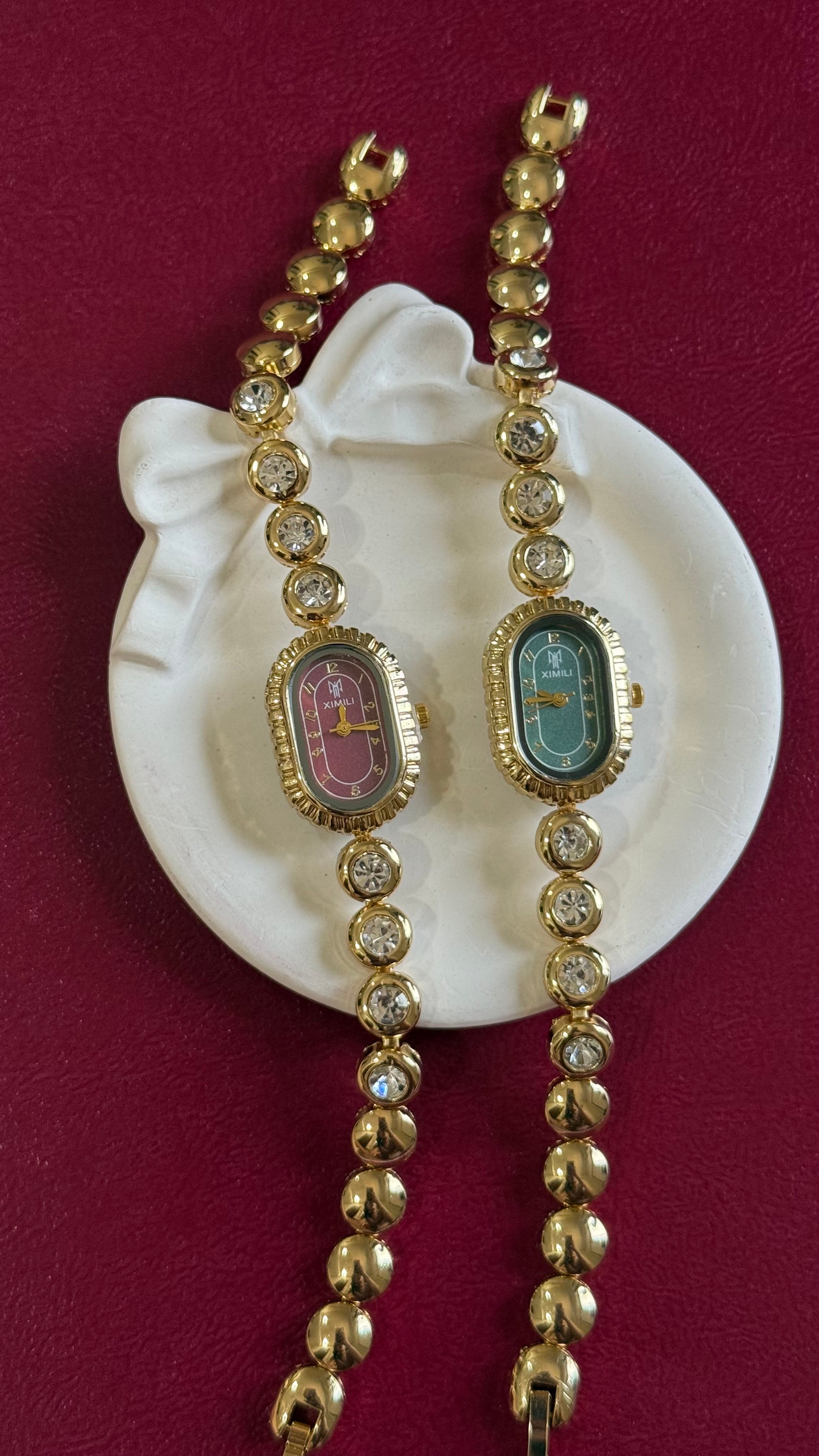 Oval studded watch