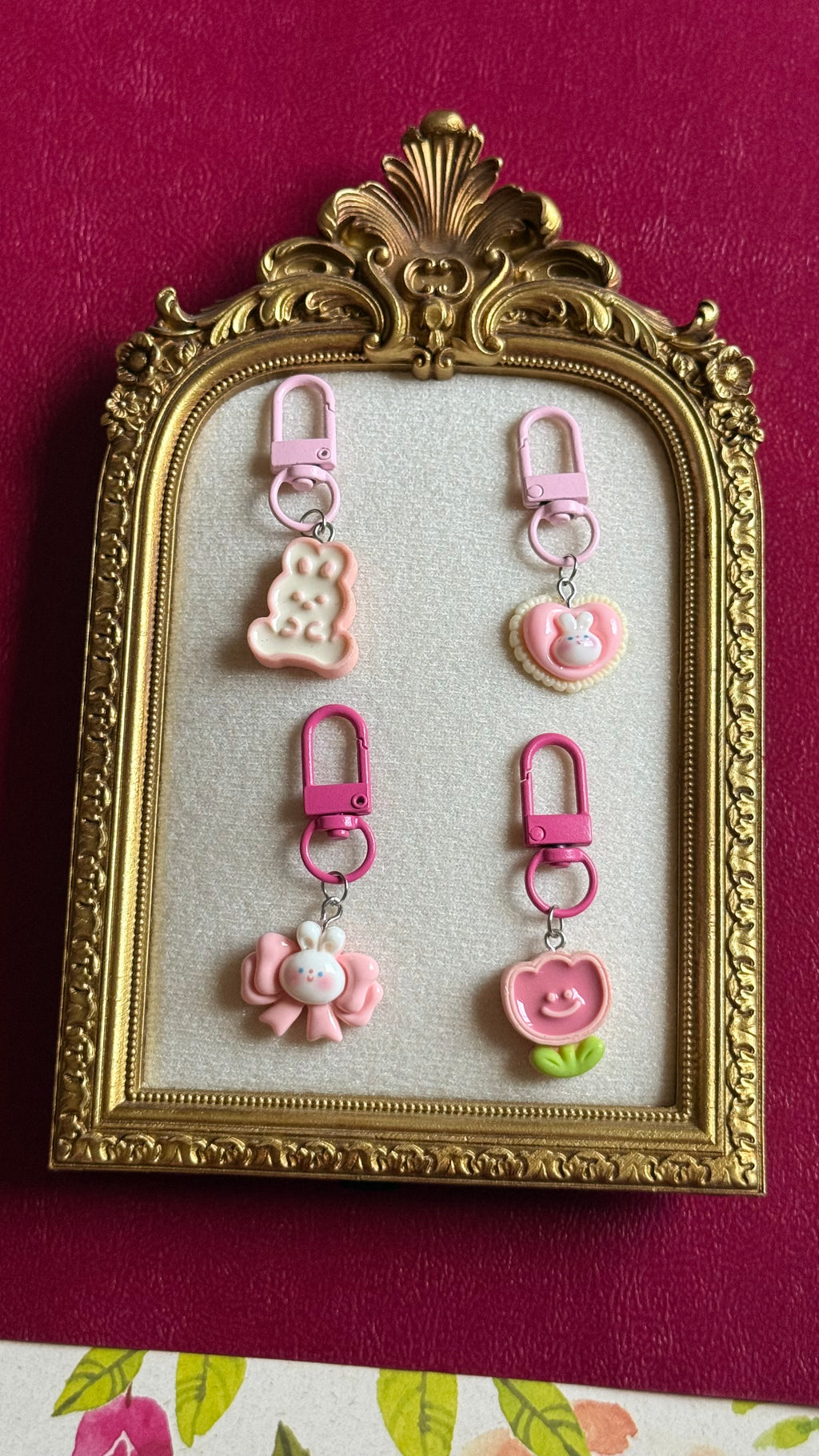 Pink figure keychains