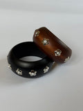 Chunky wooden Bangle with flower studs