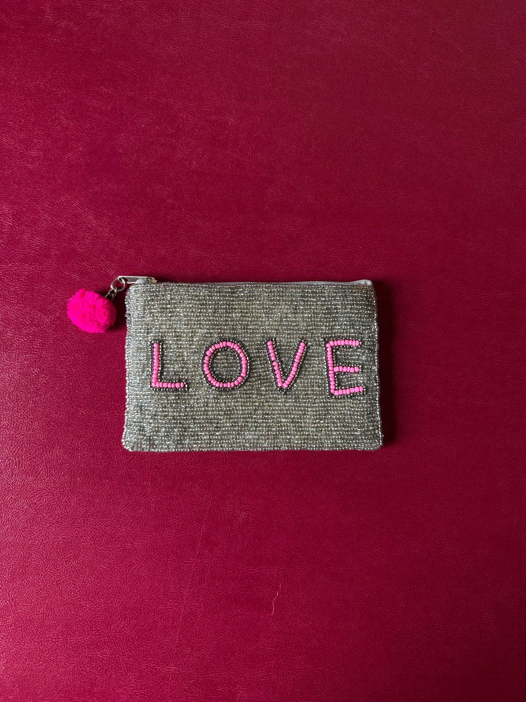 Love beaded pouch