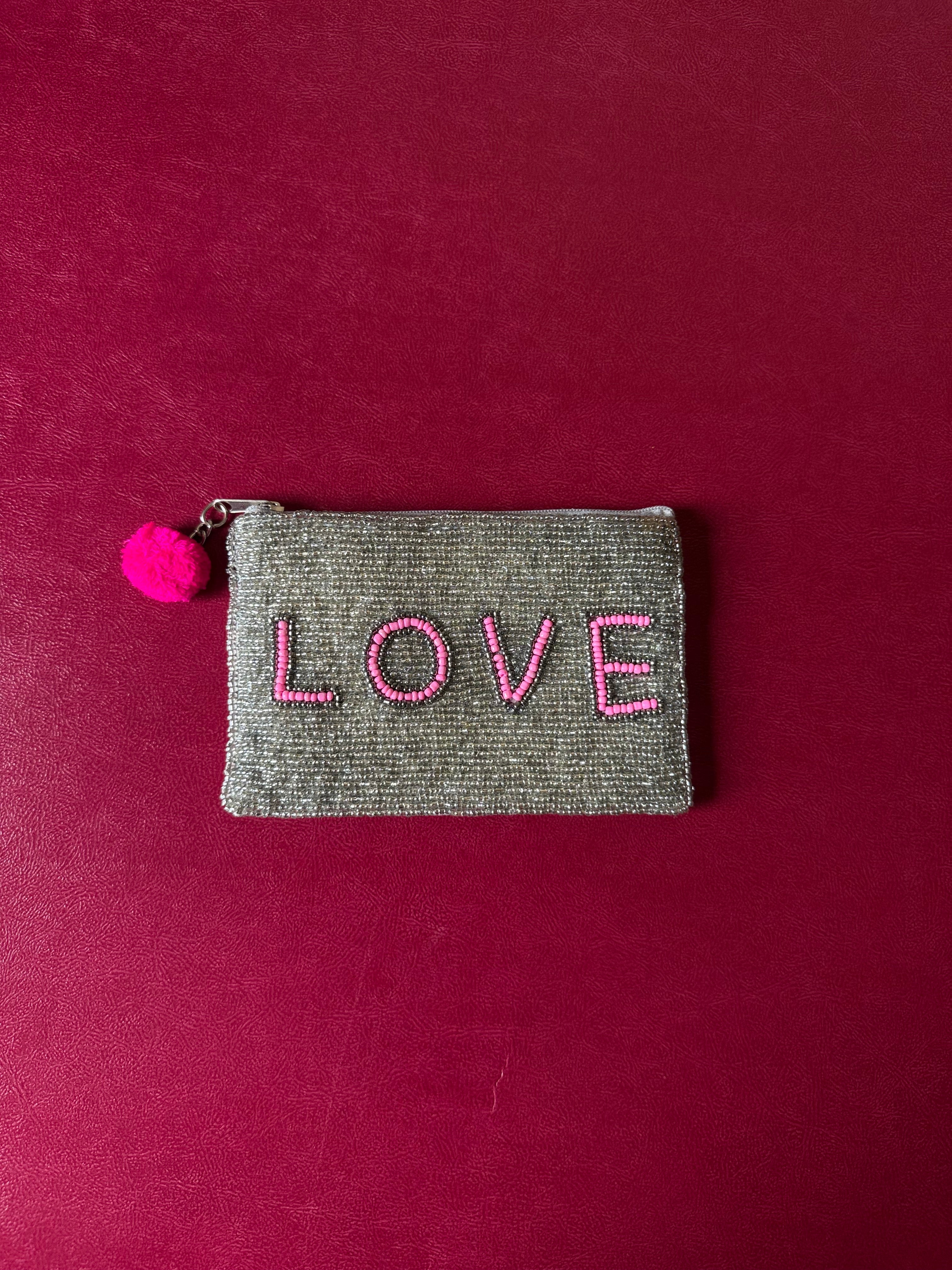 Love beaded pouch