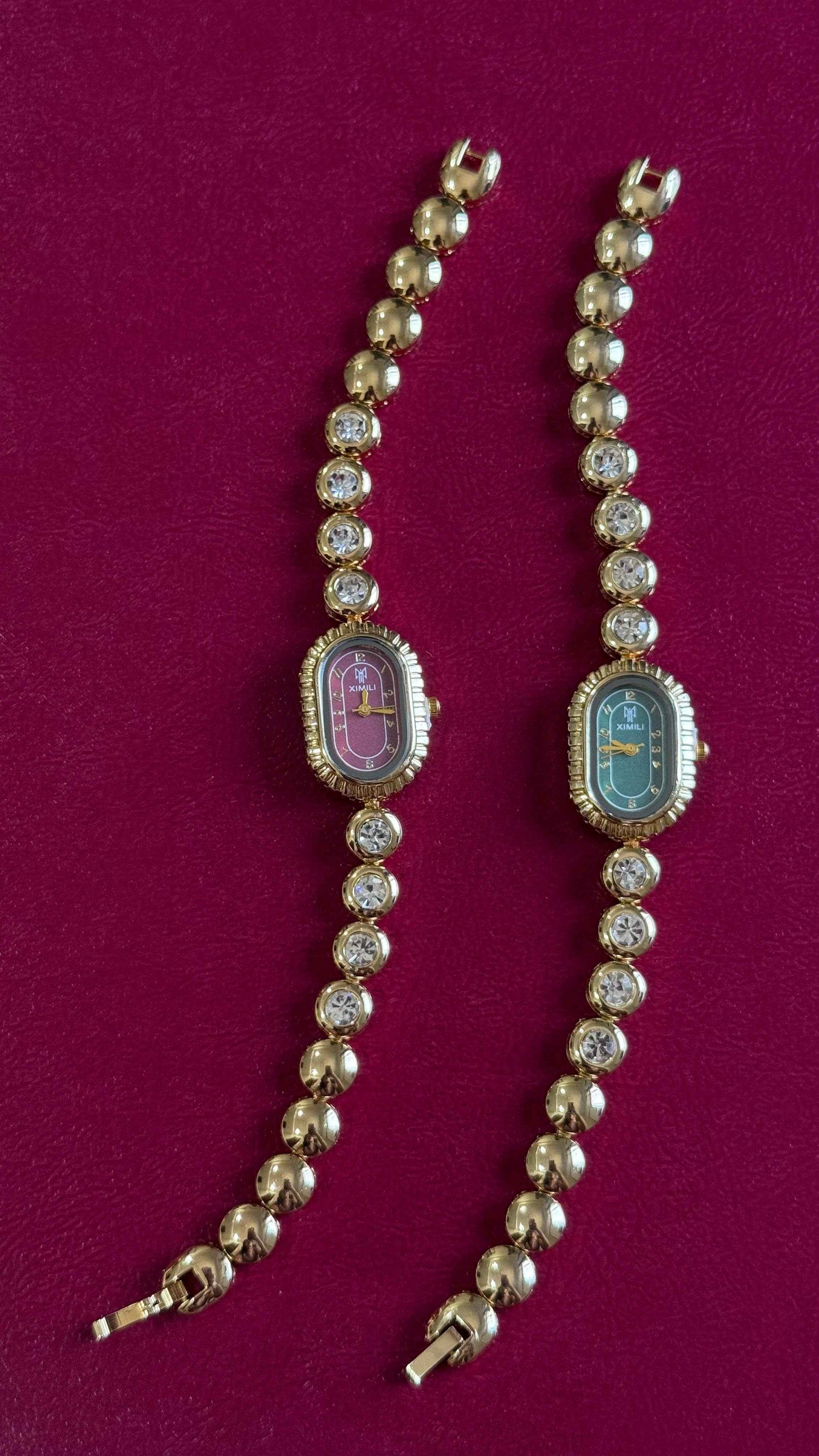 Oval studded watch