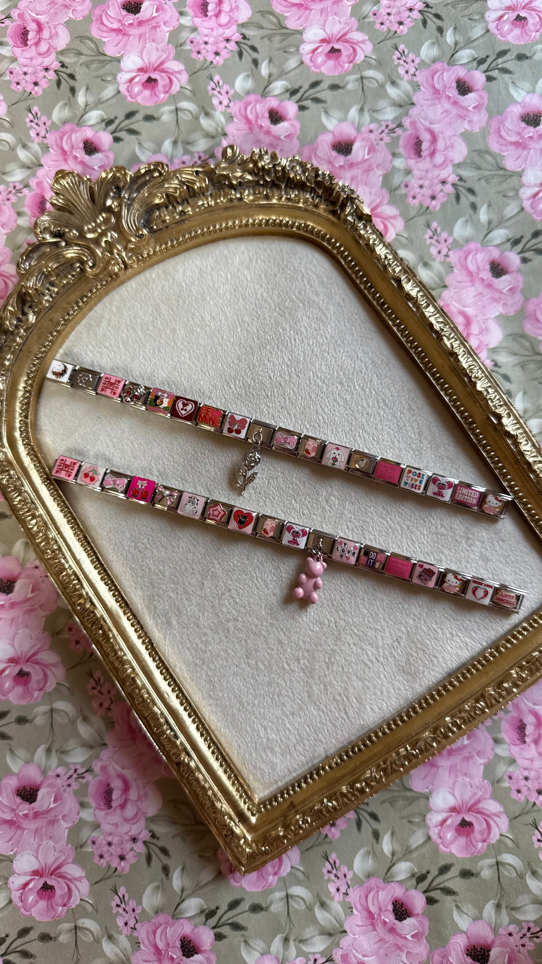 Pink valentines theme Italian bracelet