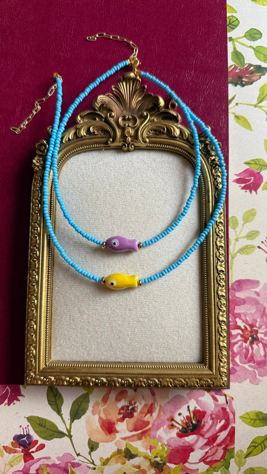Blue fish necklace